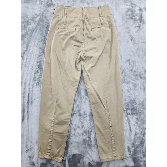 CURRENT/ELLIOTT Pants Womens 24 Tan Khaki Melia High Rise Cotton Canvas Preppy - Picture 2 of 9